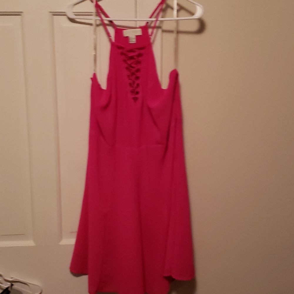 Hot Pink Strappy Fit and Flare Dress